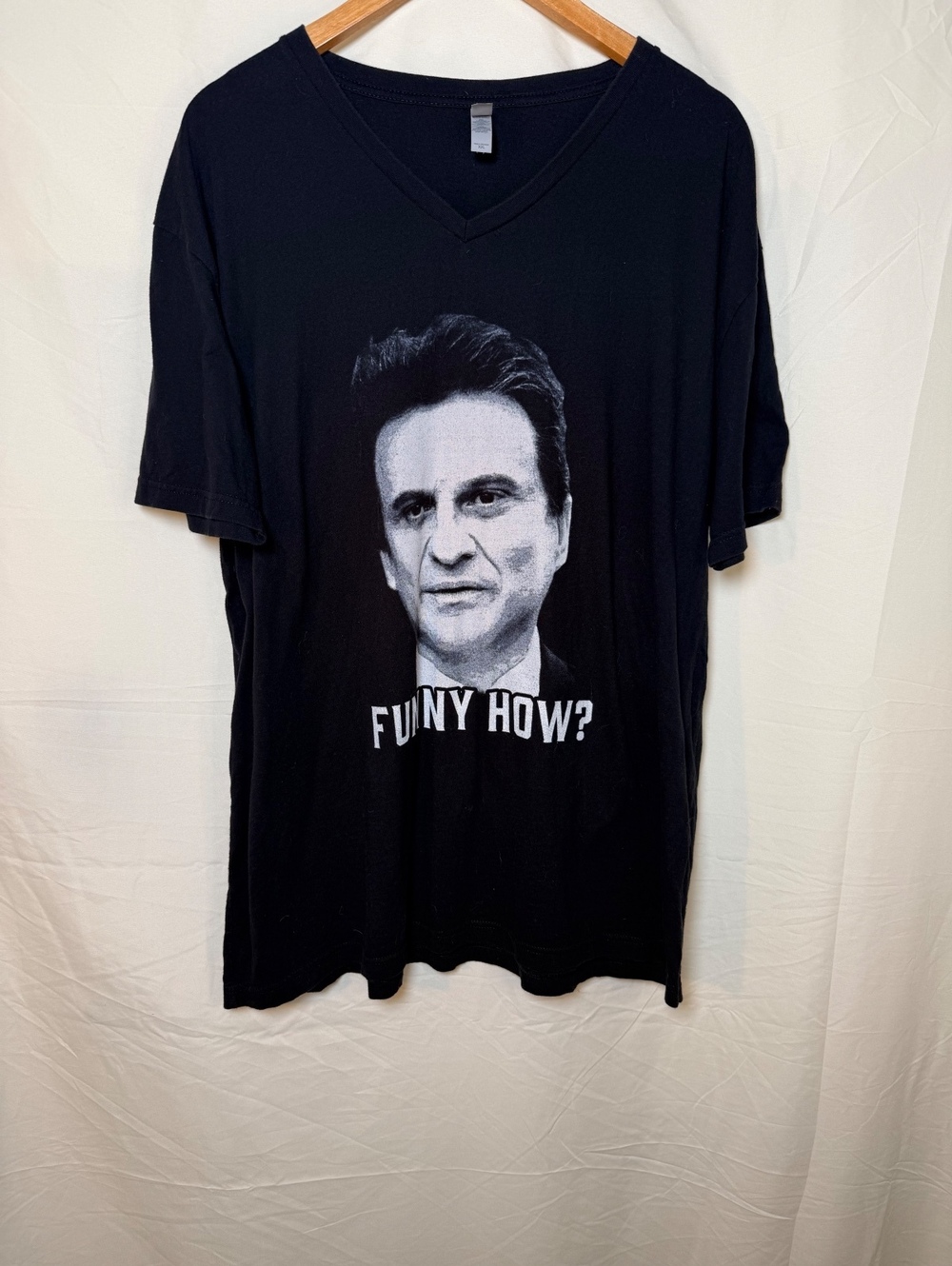Funny How? Goodfellas Joe Pesci Graphic T-Shirt Black V-Neck XXL 100% Cotton